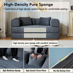 59" Convertible Sleeper Sofa Bed with Cylindrical Pillow