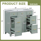 36" Green Bathroom Vanity with Ceramic Sink