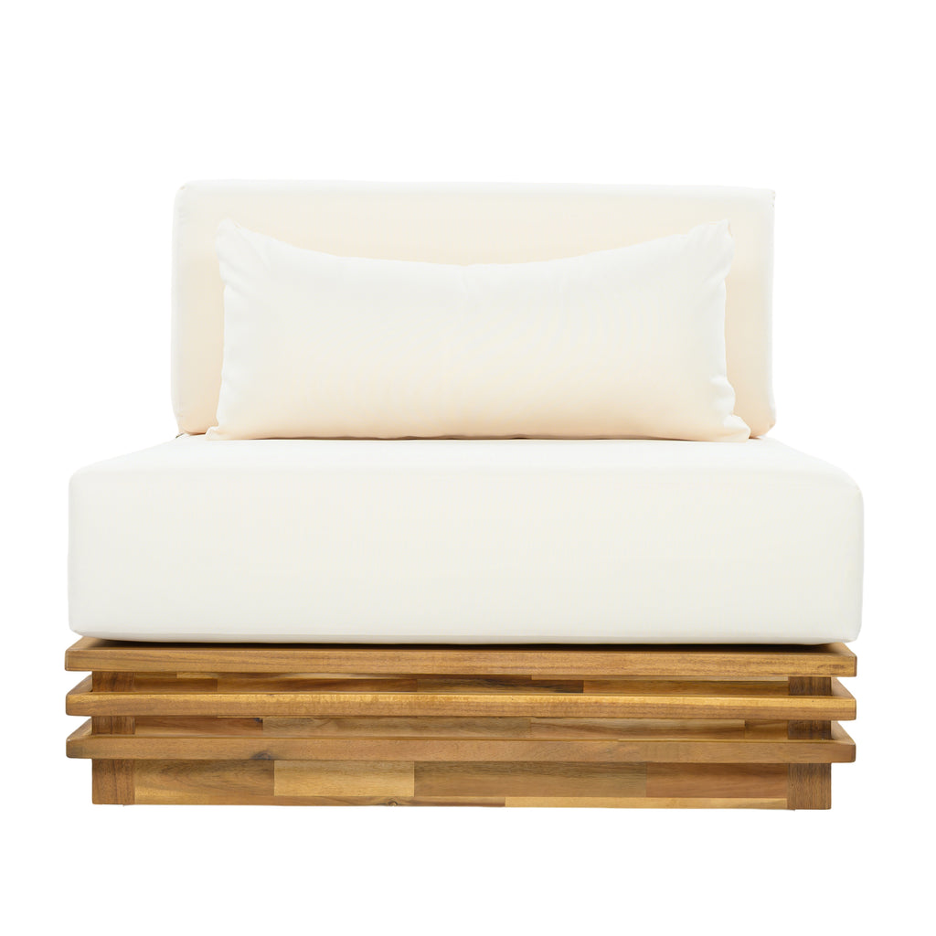 Oversized Outdoor Club Chair with Acacia Wood Frame
