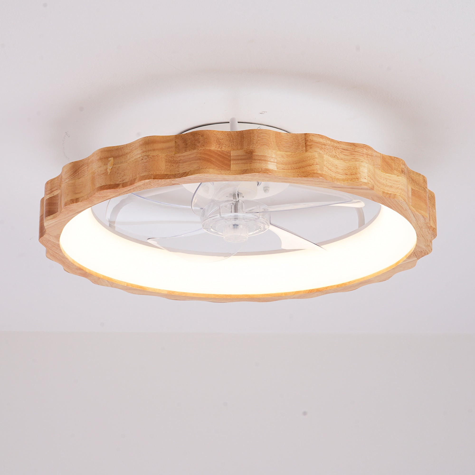 20" Plum Blossom Flush Mount Ceiling Fan With Lights and Remote