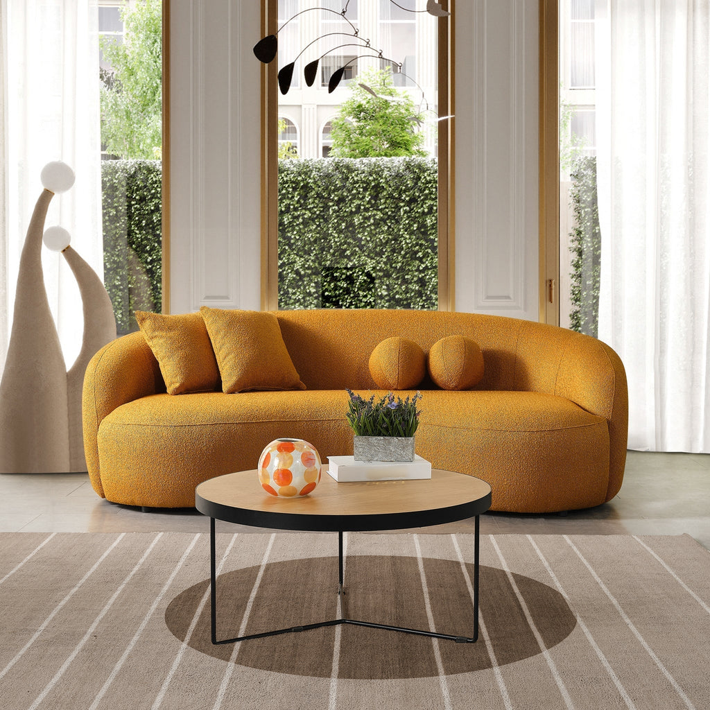 Drake Japandi Style Curvy Boucle Sofa