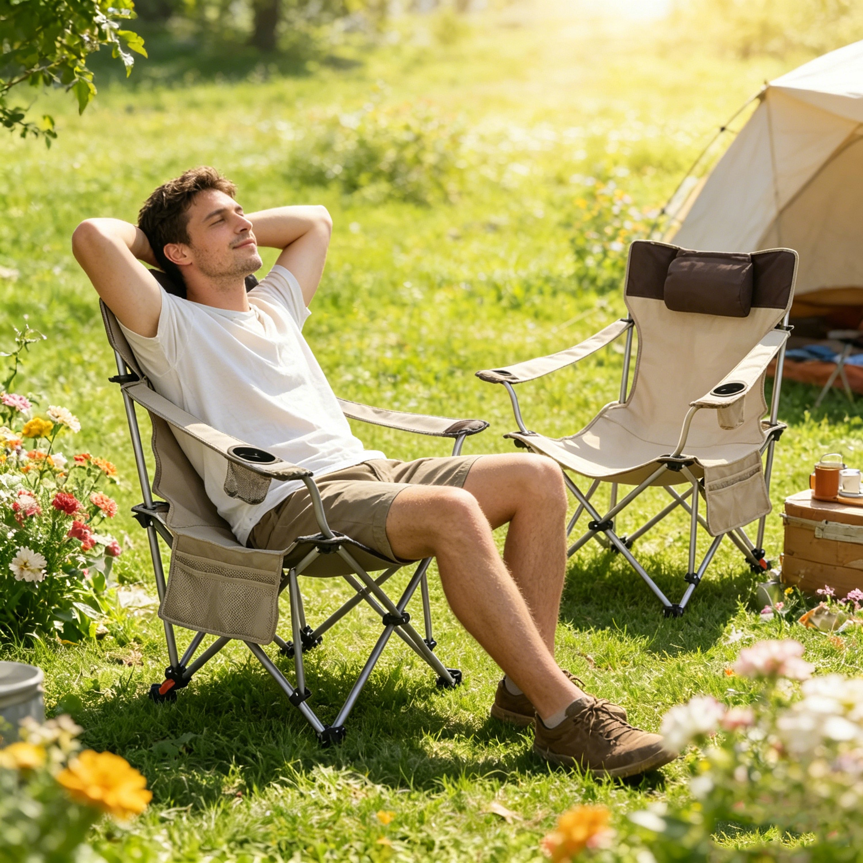 2PCS Outdoor Camping Chairs - Folding & Adjustable