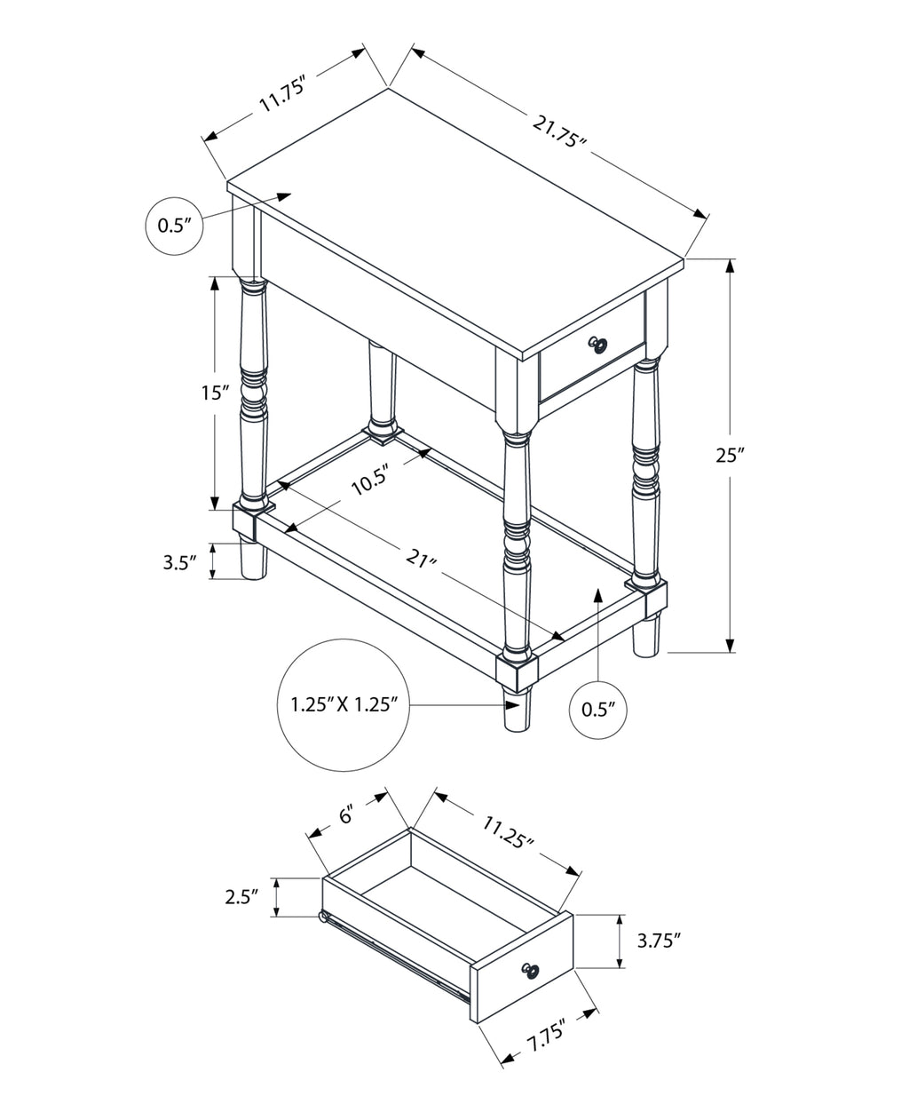 2 Tier Accent Table with Storage Drawer