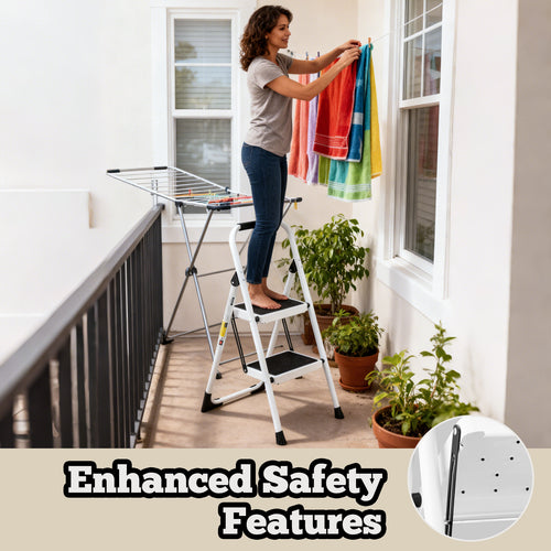 2 Step Ladder - Folding Step Stool with Anti-Slip Features