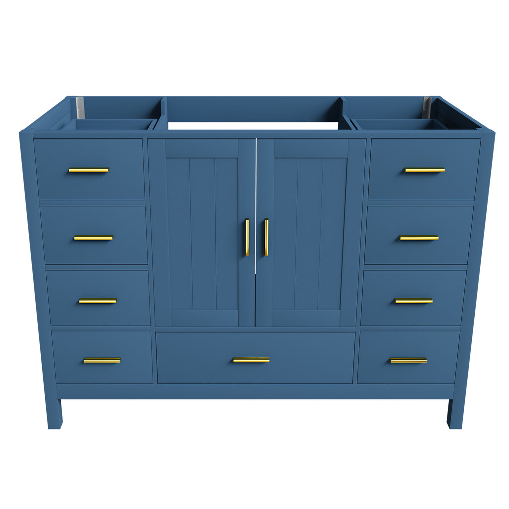 48" Bathroom Vanity Base Cabinet with 2 Soft-Close Double Doors & 9 Smooth Drawers