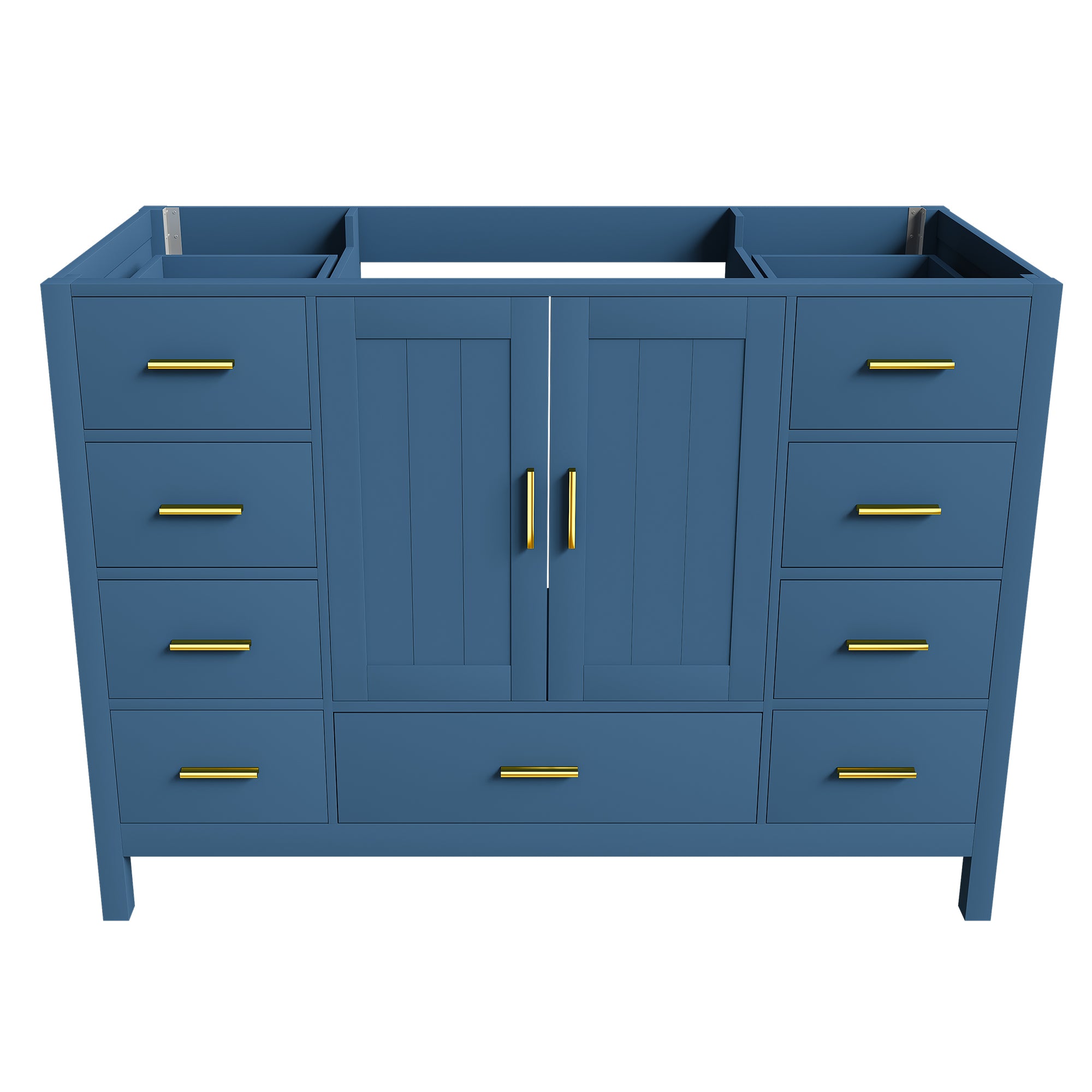 48" Bathroom Vanity Base Cabinet with 2 Soft-Close Double Doors & 9 Smooth Drawers