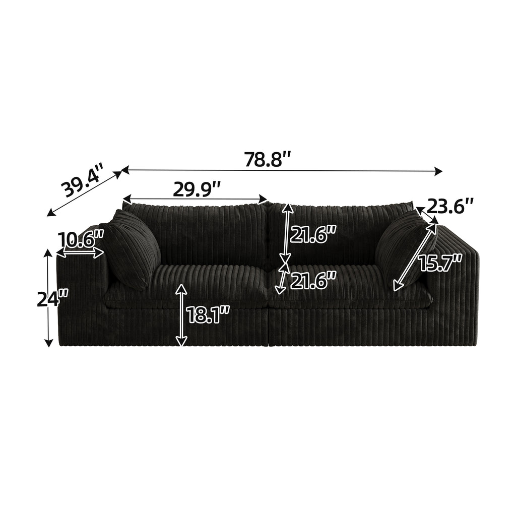 Y137 Modular 2-Seater Sofa - Black