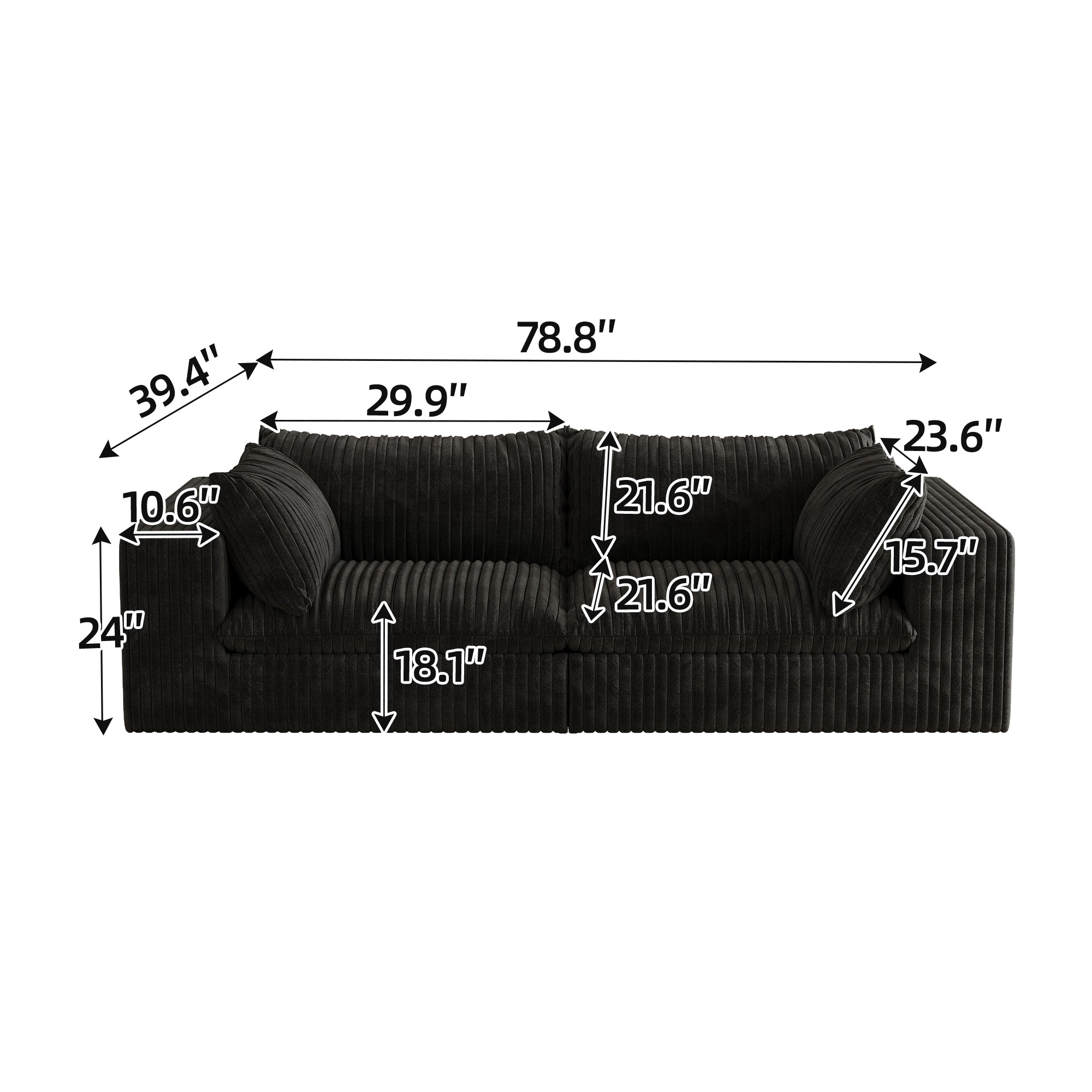 Y137 Modular 2-Seater Sofa - Black
