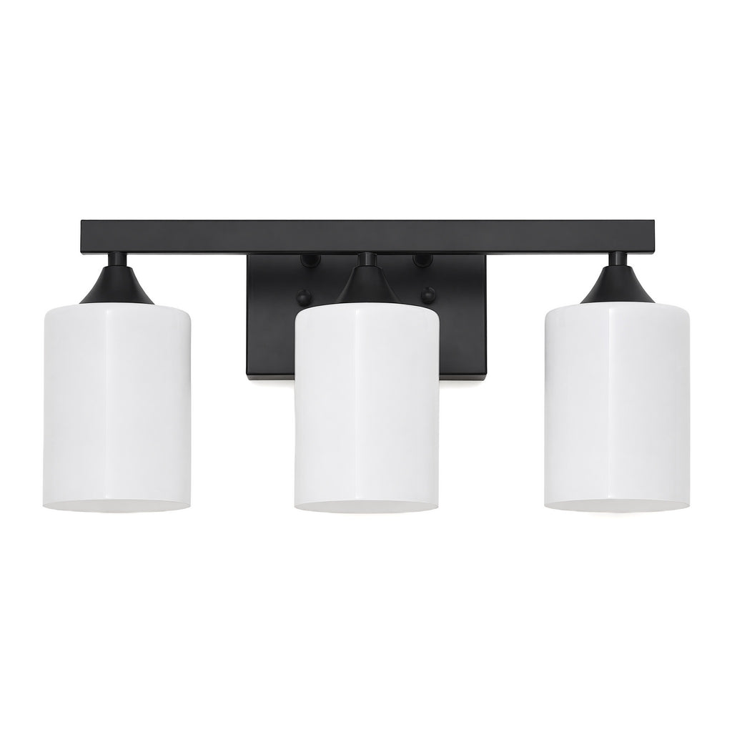 3-Light Matte Black Bathroom Vanity Light