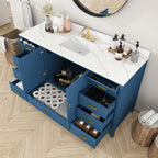 60" Modern Solid Wood Bathroom Vanity with Sink, 61" Carrara
