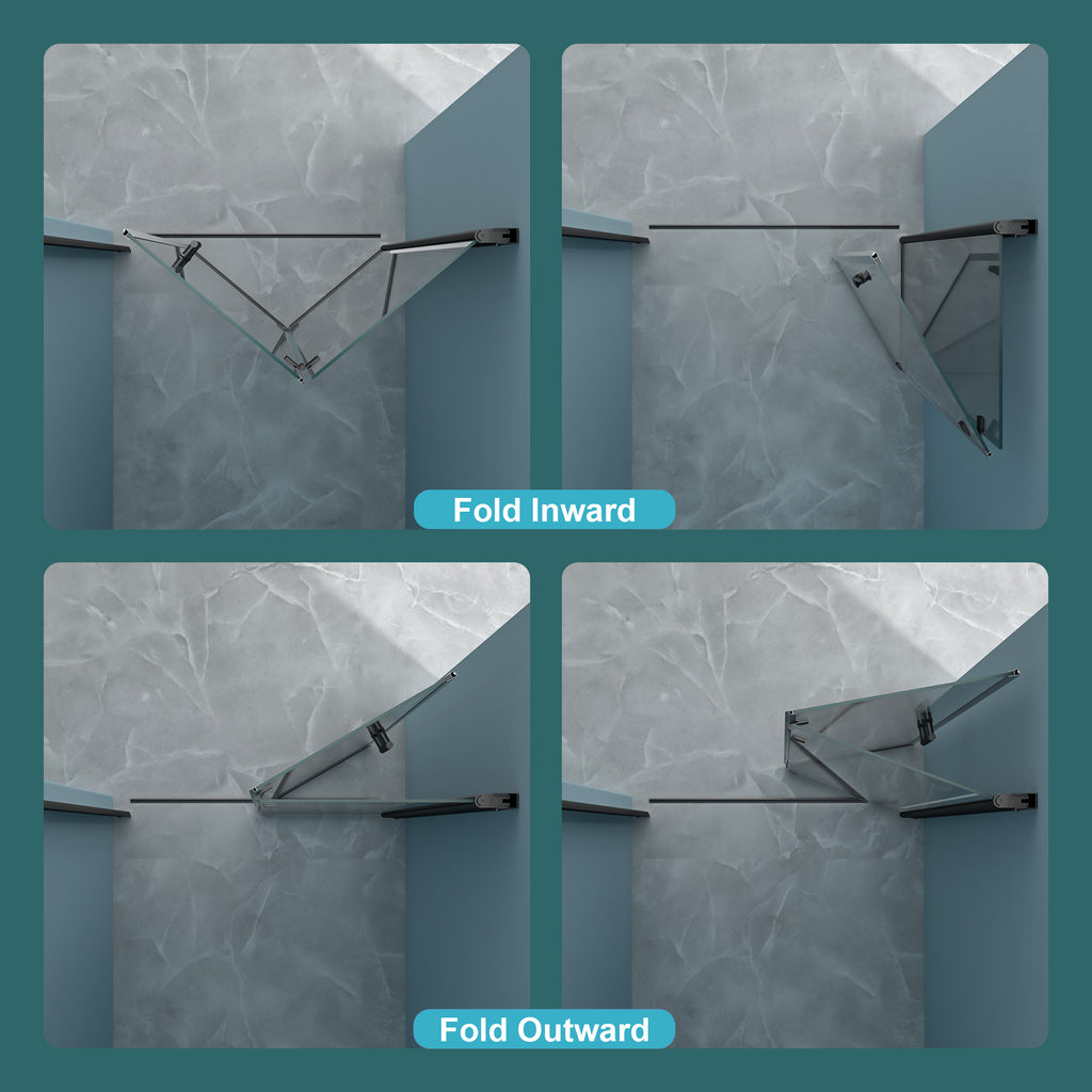 32"W x 72"H Fold Frameless Shower Door with Tempered Glass