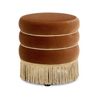 Edward 17.5" Round Upholstered Ottoman with Bullion Fringe