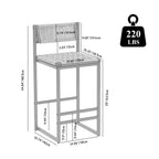 Set of 2 Woven Bar Stools with Backrest