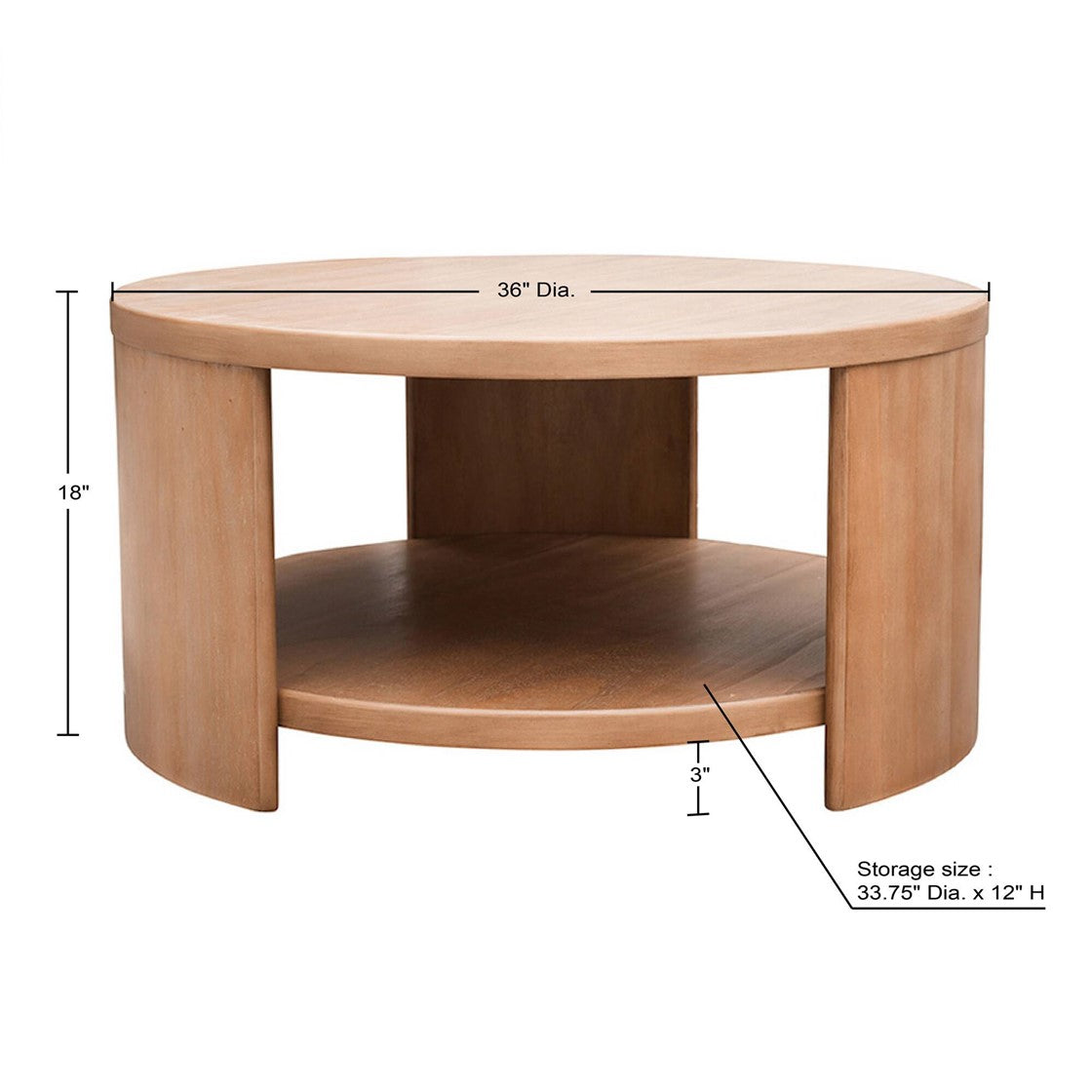 Round Coffee Table with Shelf