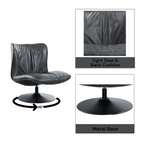 Piotr Black Leather Accent Chair