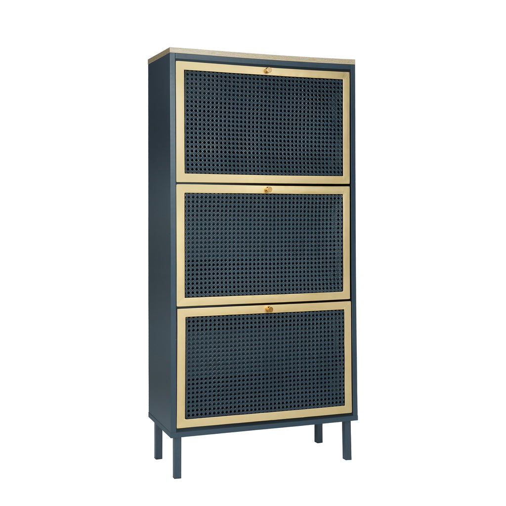 3 Metal Door Shoe Rack - Freestanding Modern Shoe Storage Cabinet