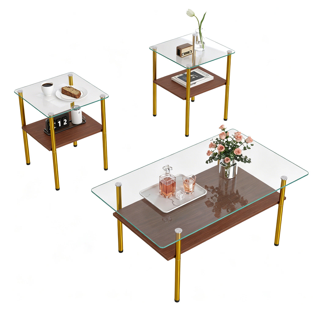 Modern Glass Coffee Table and End Tables Set of 3