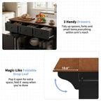 54.2" Mobile Kitchen Island with Glass Door Storage & Trash Bin Cabinet