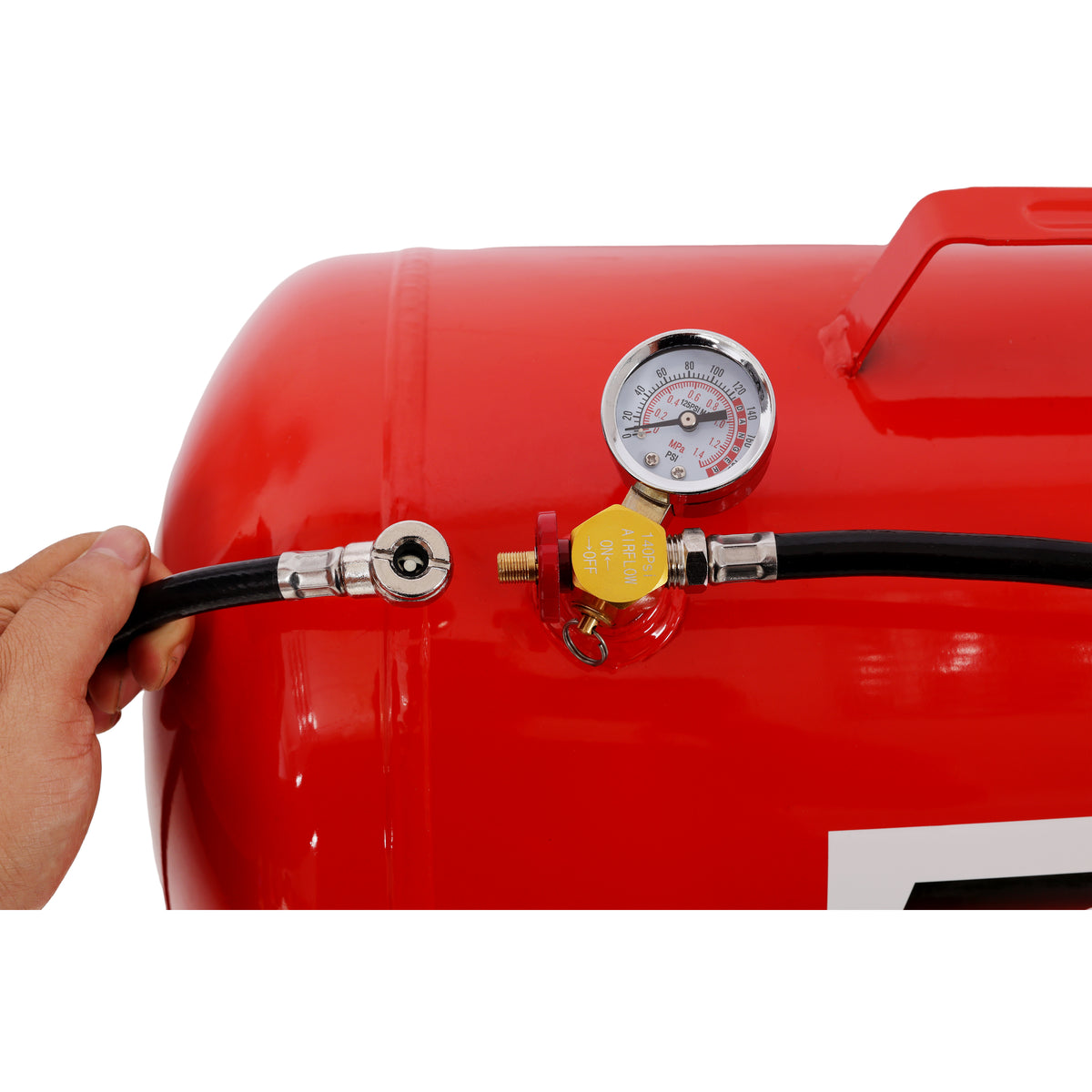Portable 10 Gallon Air Tank, Lightweight Durable Air Compressor Tank with Pressure Gauge, Safety Valve and 43 Inch Hose for Easy Tool Connection