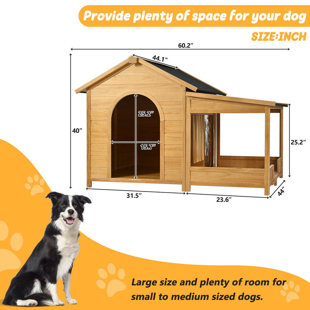 60.2" Large Outdoor Dog House with Insulated Liner