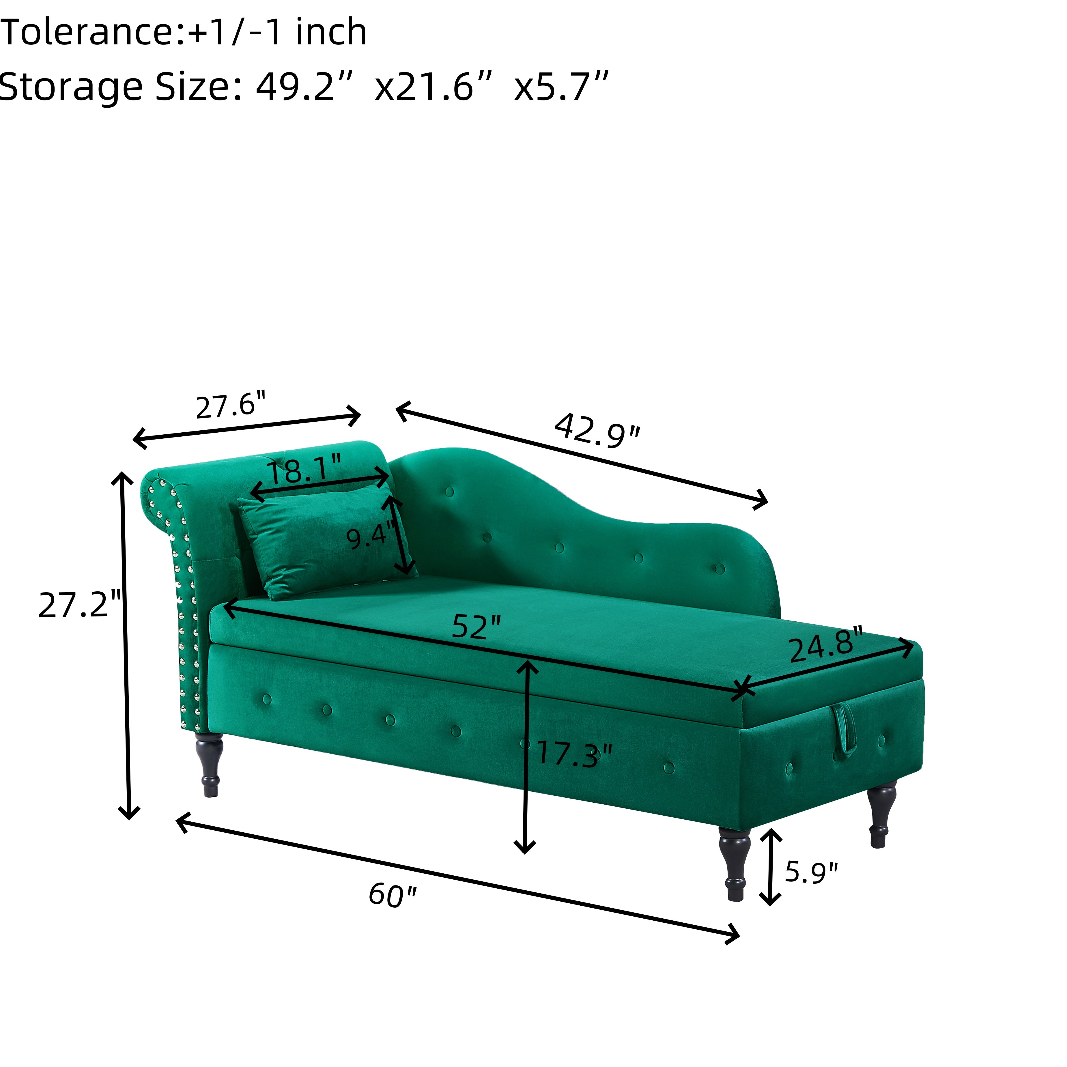 Aijia 60" Velvet Multifunctional Storage Chaise Lounge