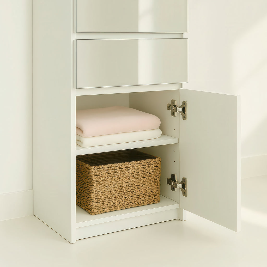 Elise Slim Modular Wood Closet Cabinet with Mirror