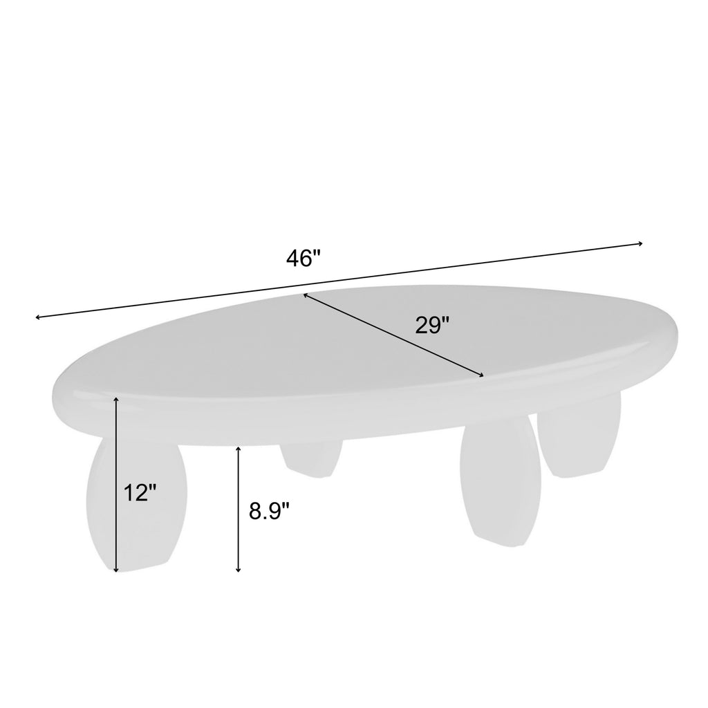 46" x 29" x 12" Modern Cobblestone Coffee Table - High Gloss