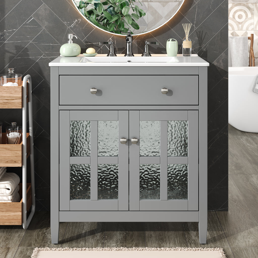 30" Bathroom Vanity with Ceramic Sink
