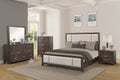 King Upholstered Headboard & Footboard Antique