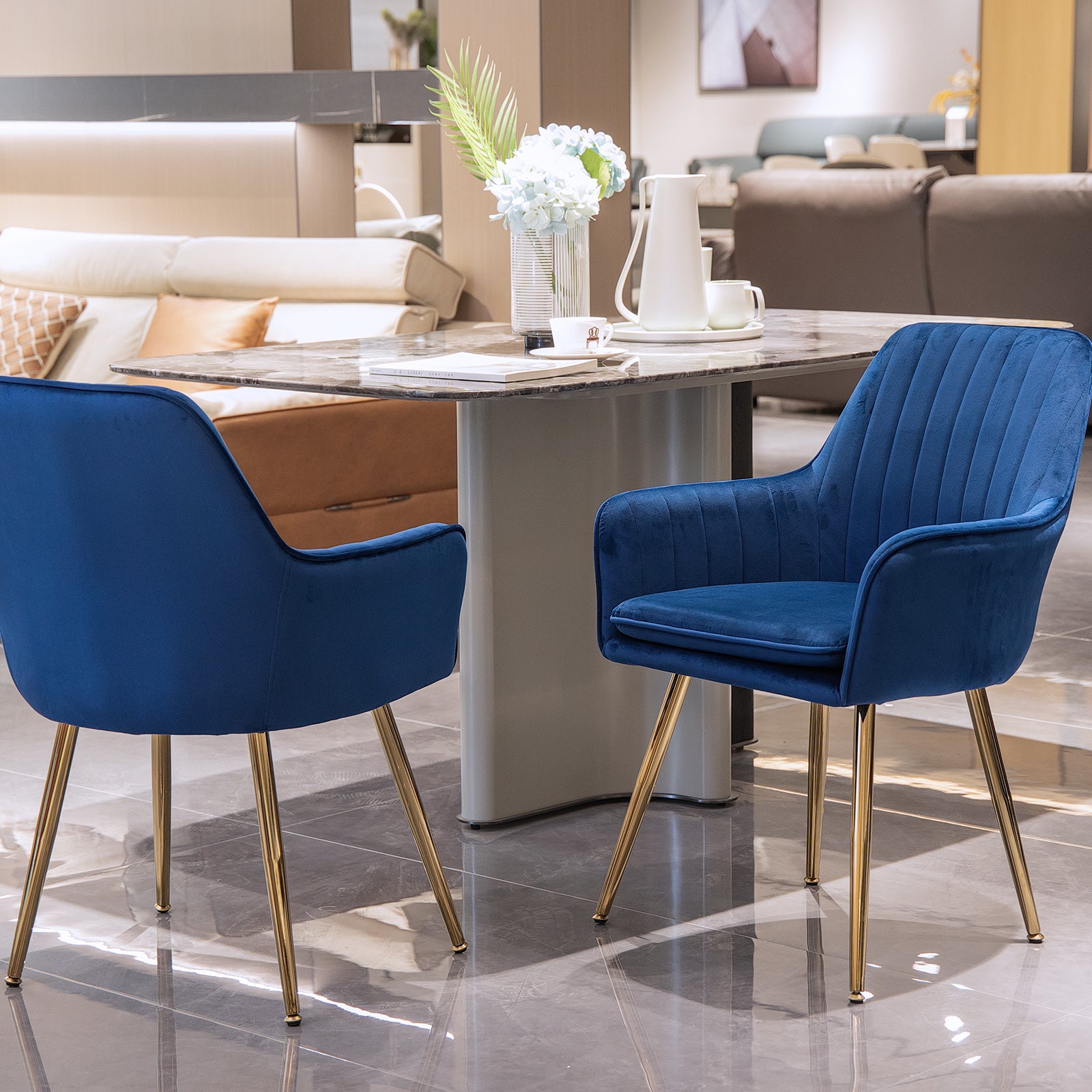 Velvet Dining Chair Set of 2 - Modern Mid-Back Accent Chairs
