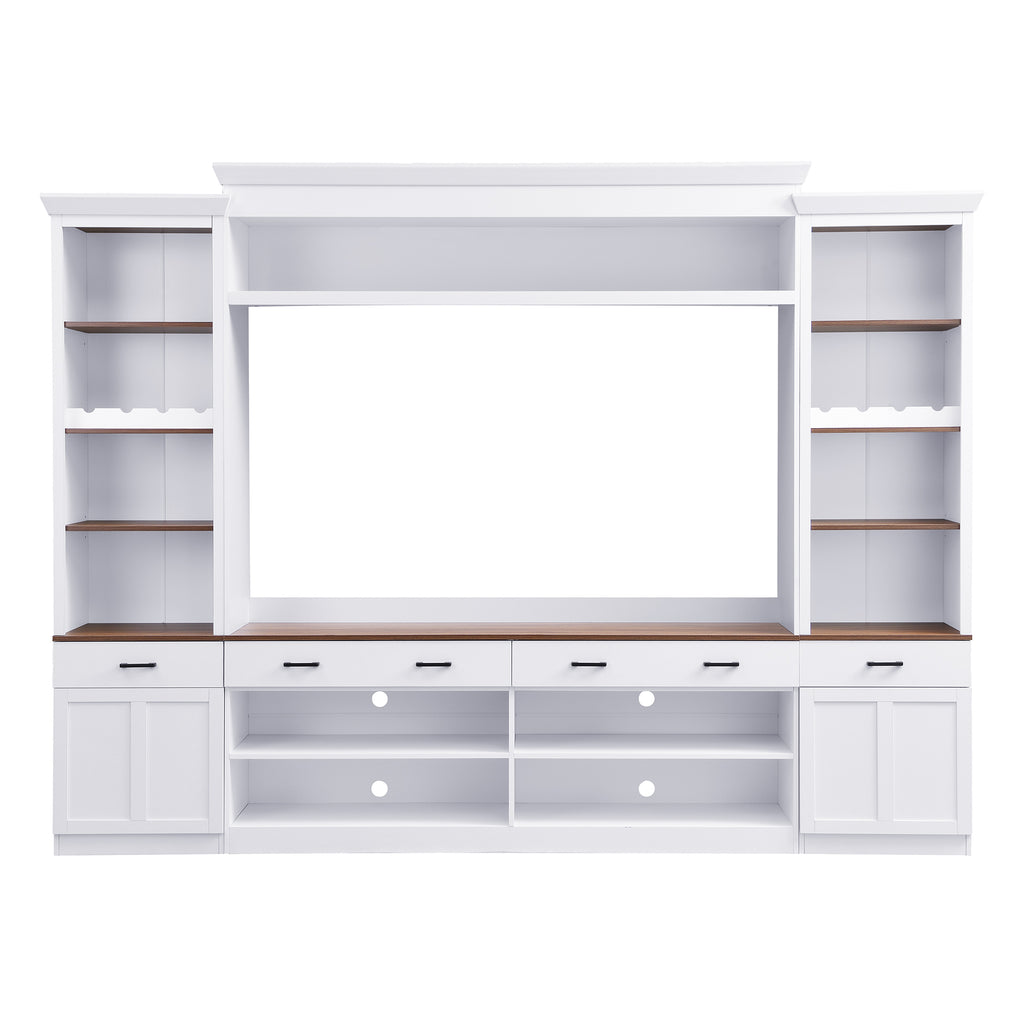 Farmhouse 4-Piece Entertainment Center with Bookshelf for TVs Up to 70"
