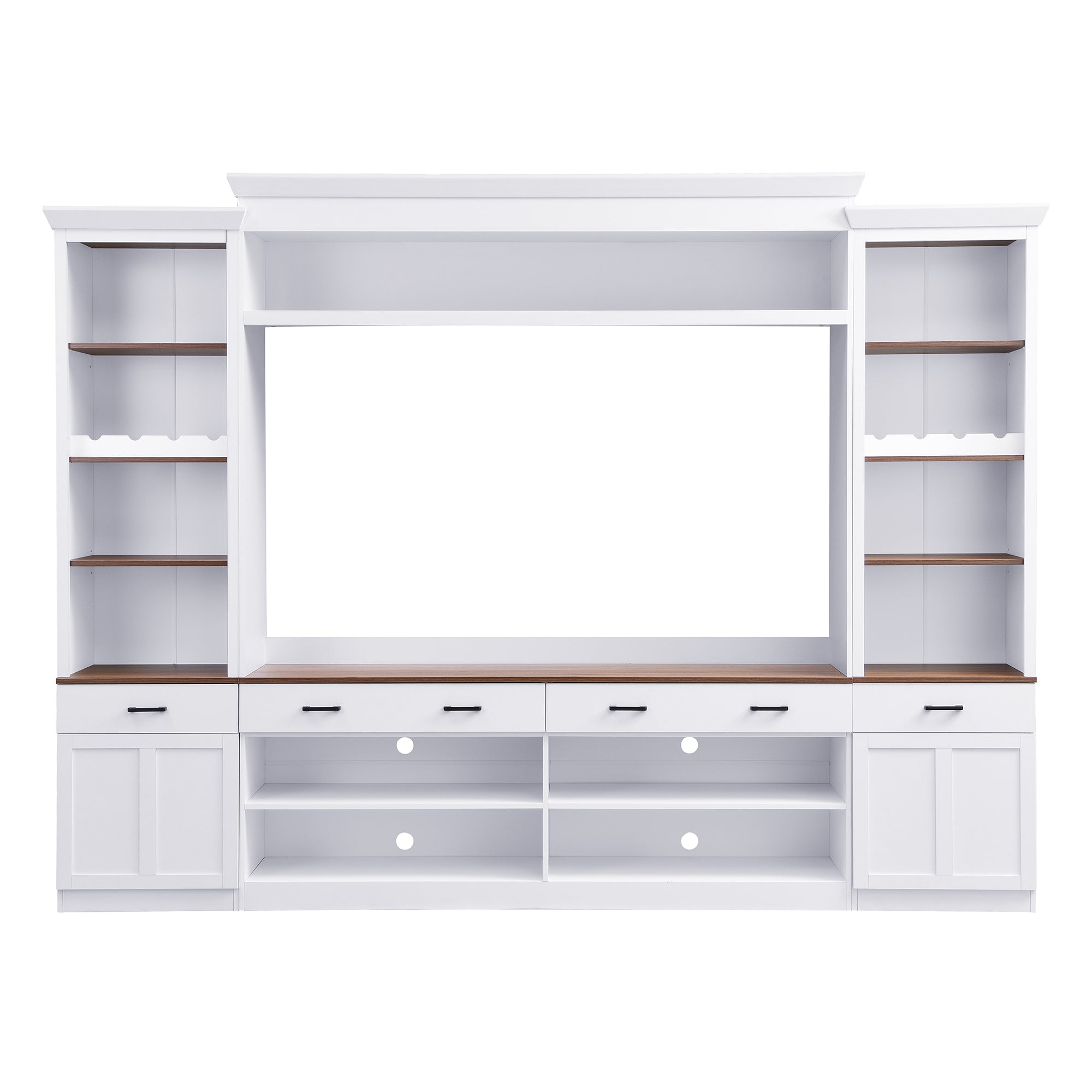 Farmhouse 4-Piece Entertainment Center with Bookshelf for TVs Up to 70"