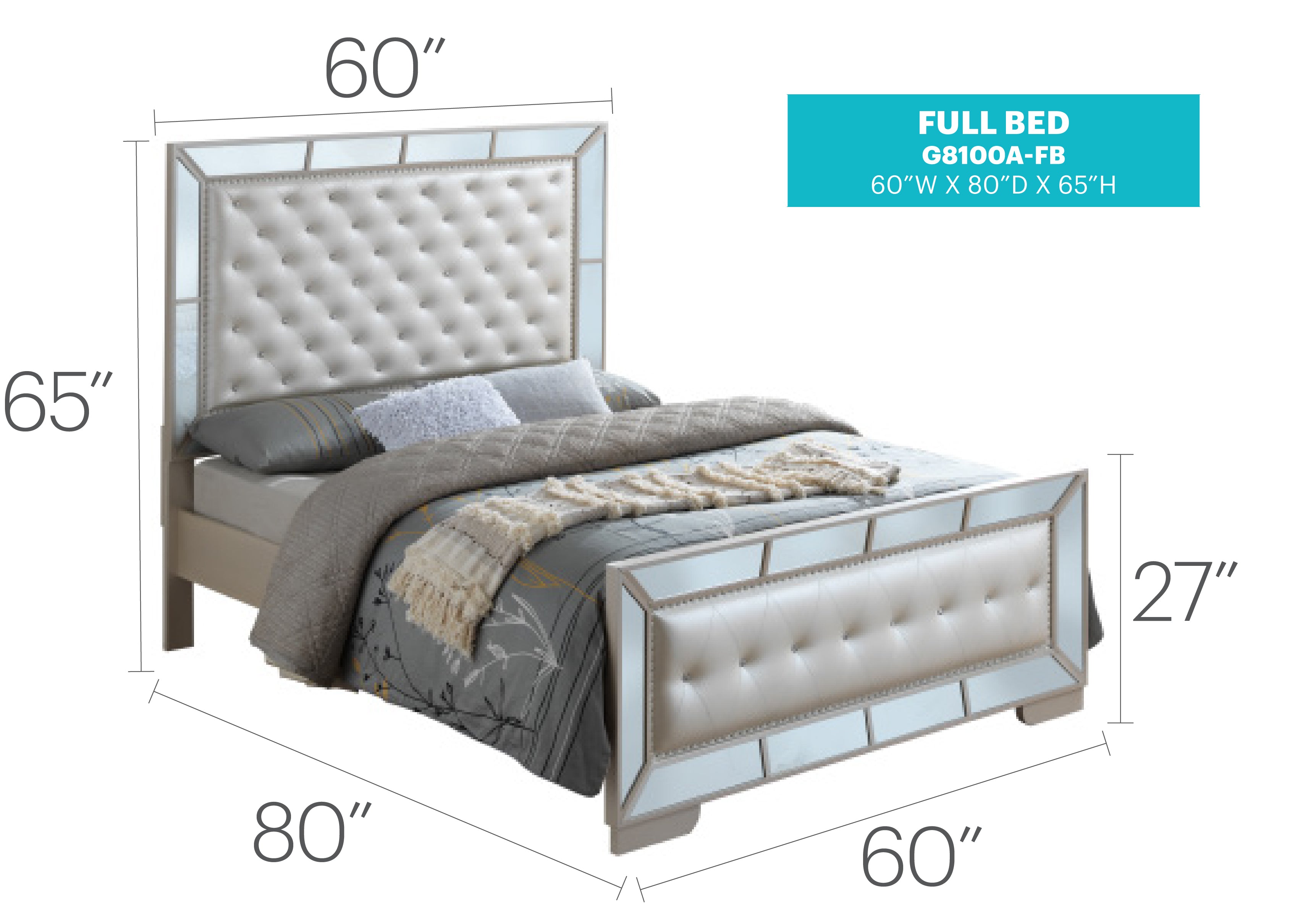 Contemporary Pearl Full Bed For Modern Spaces