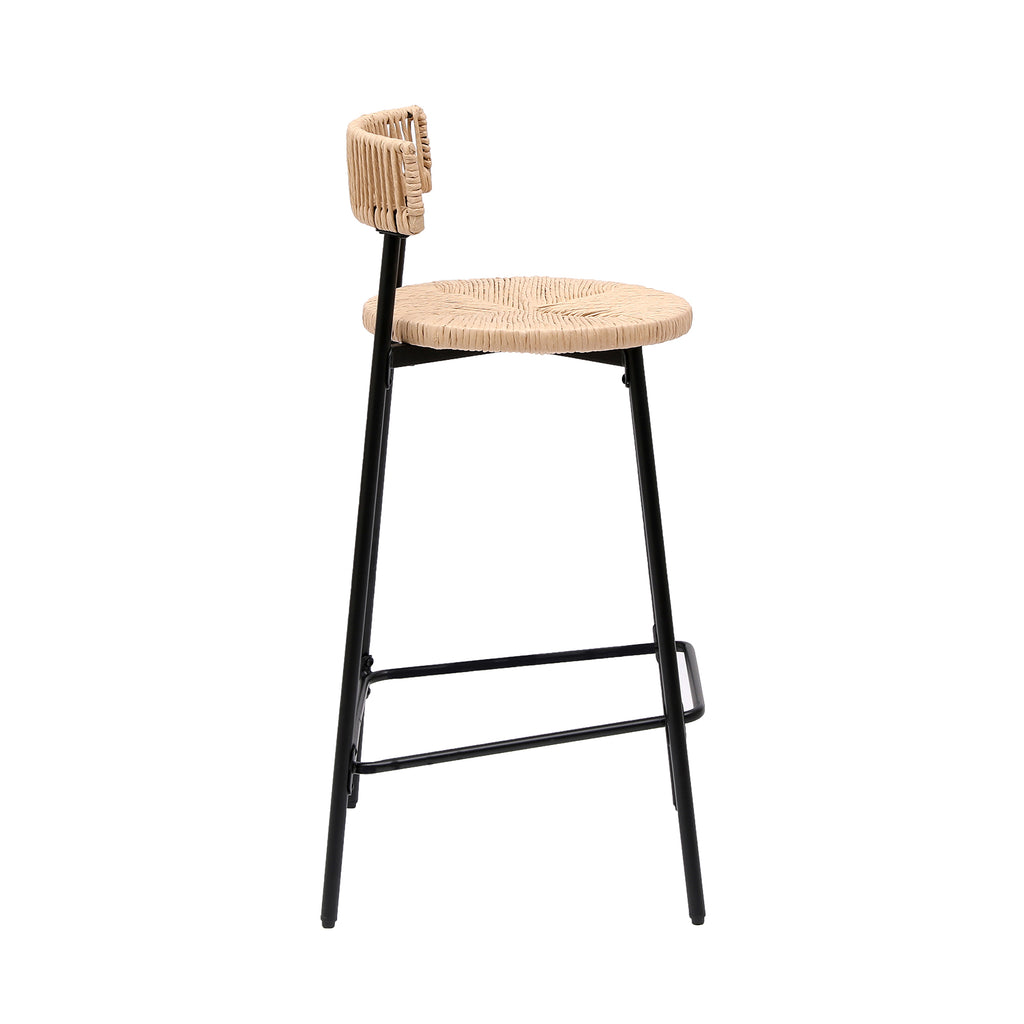 Hand Woven Bar Stools with Back Set of 2