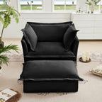Upholstered Slipcovered Armchair with Ottoman - Set of 2