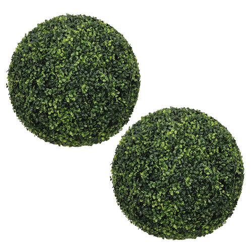 18.5In Dark Artificial Topiary Balls Outdoor Faux Boxwood Decorative