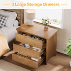 32" Farmhouse Nightstand with 3 Drawers