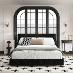 Queen Size Bed Frame with Tufted Headboard