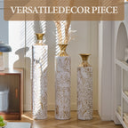 3-Piece Handcrafted Metal Floor Vase Set