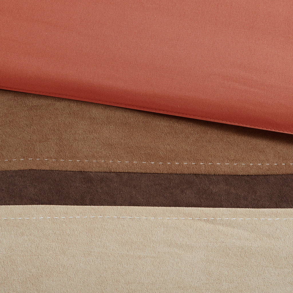 7 Piece Faux Suede Comforter Set Coral King