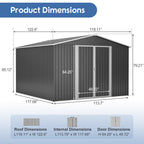 10x10 Ft Large Outdoor Metal Storage Shed