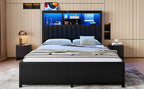 King Bed Frame with High Storage Headboard