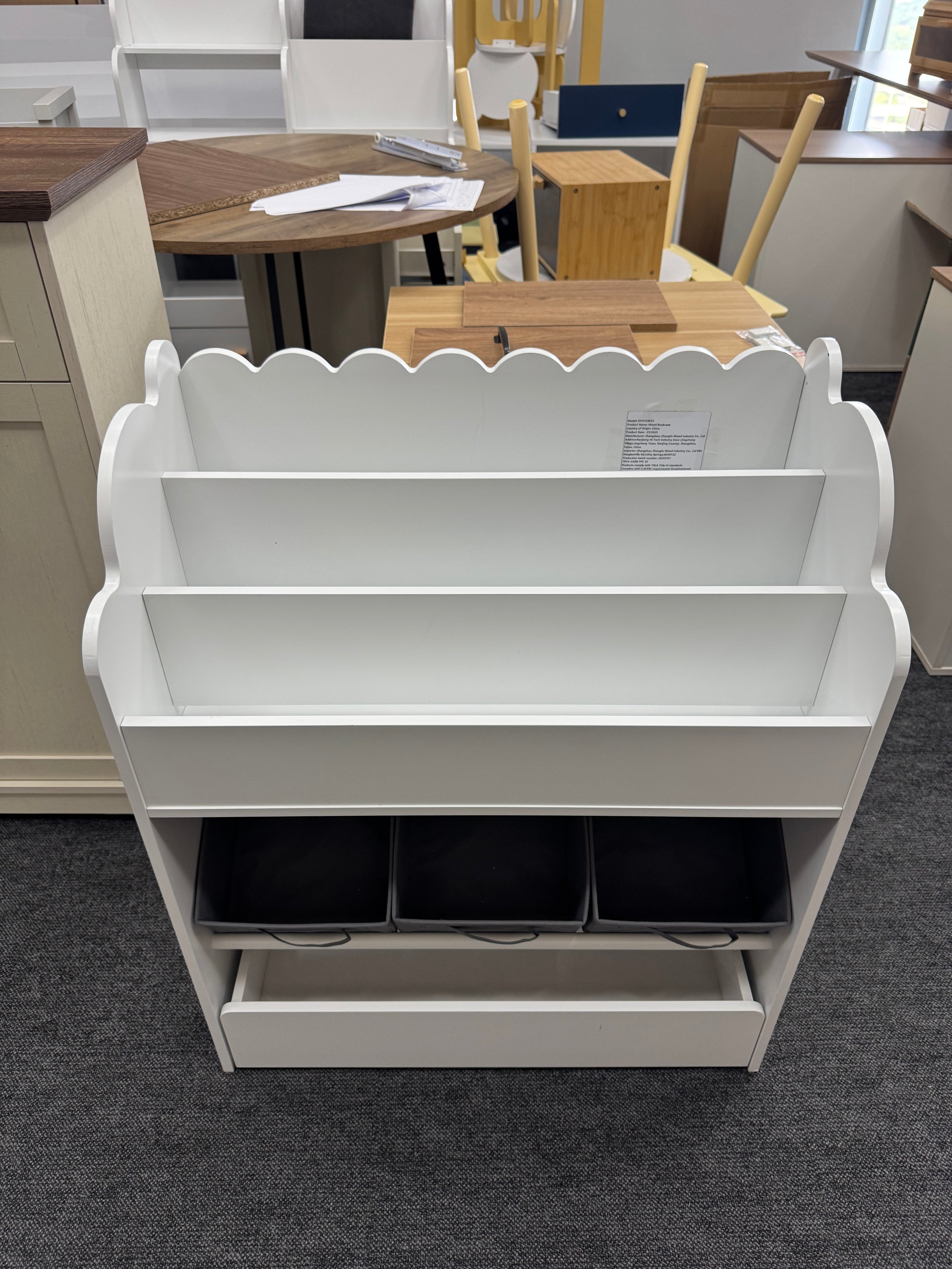 Kids Bookshelf with Storage Bins and Drawer