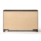 Transitional Dresser With Mirror Beveled Bracket Feet Metal Handles