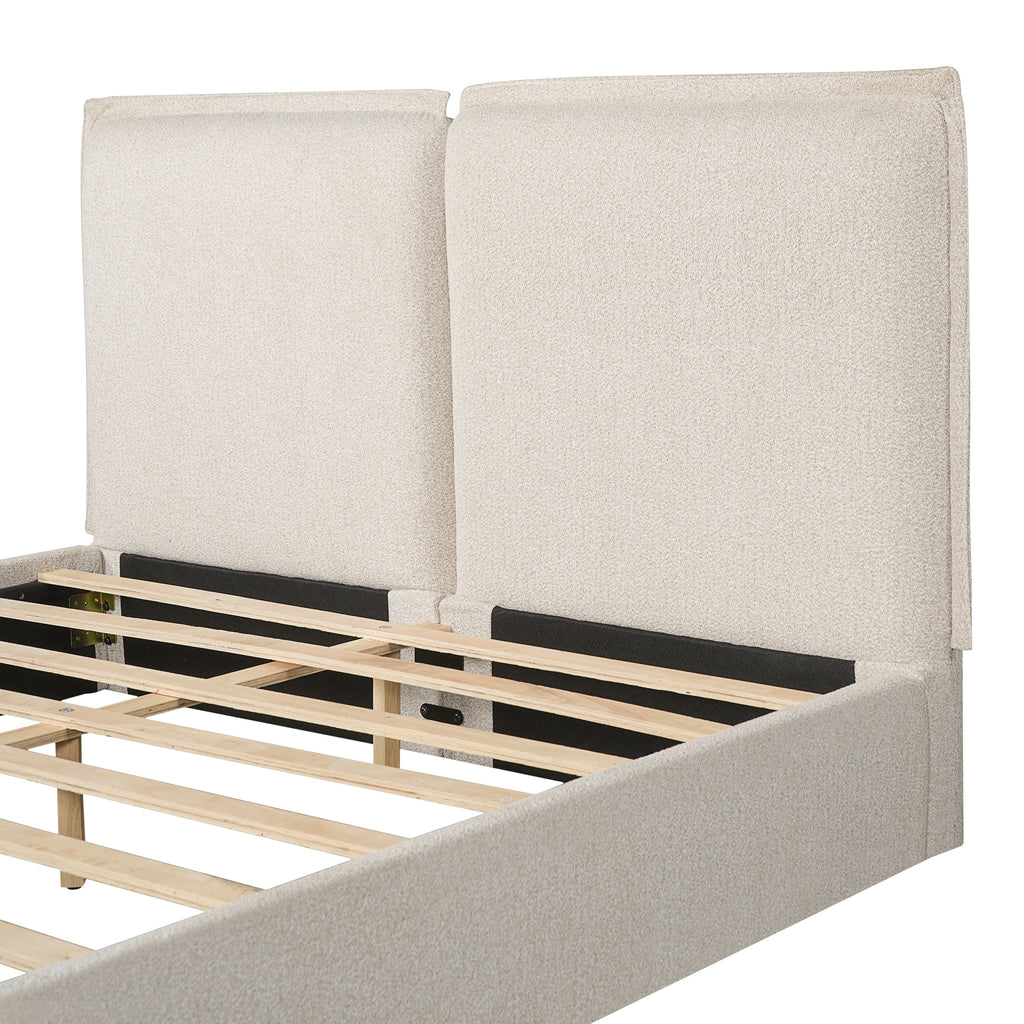 Double-Pillow Upholstered Design, Skin-Friendly Textured Fabric