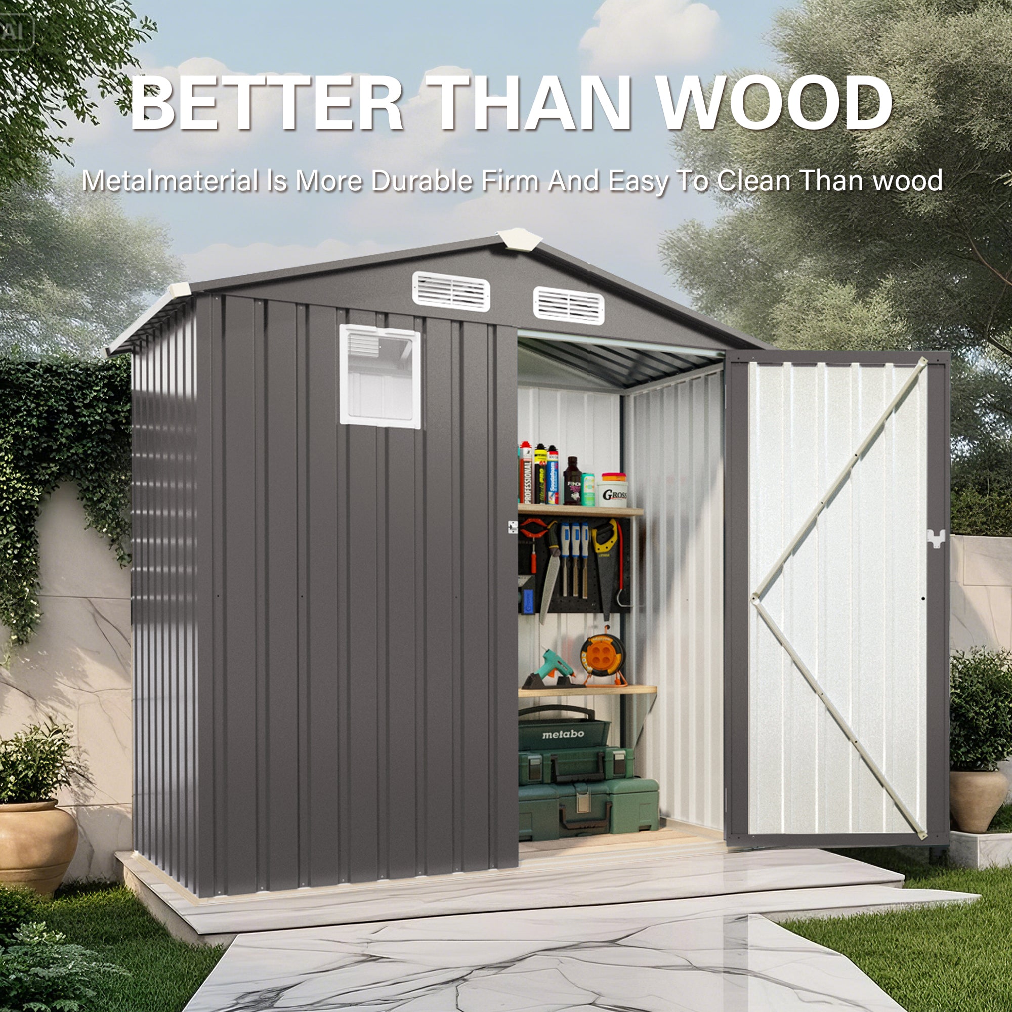 6X 3.6FT Metal Outdoor Storage Shed