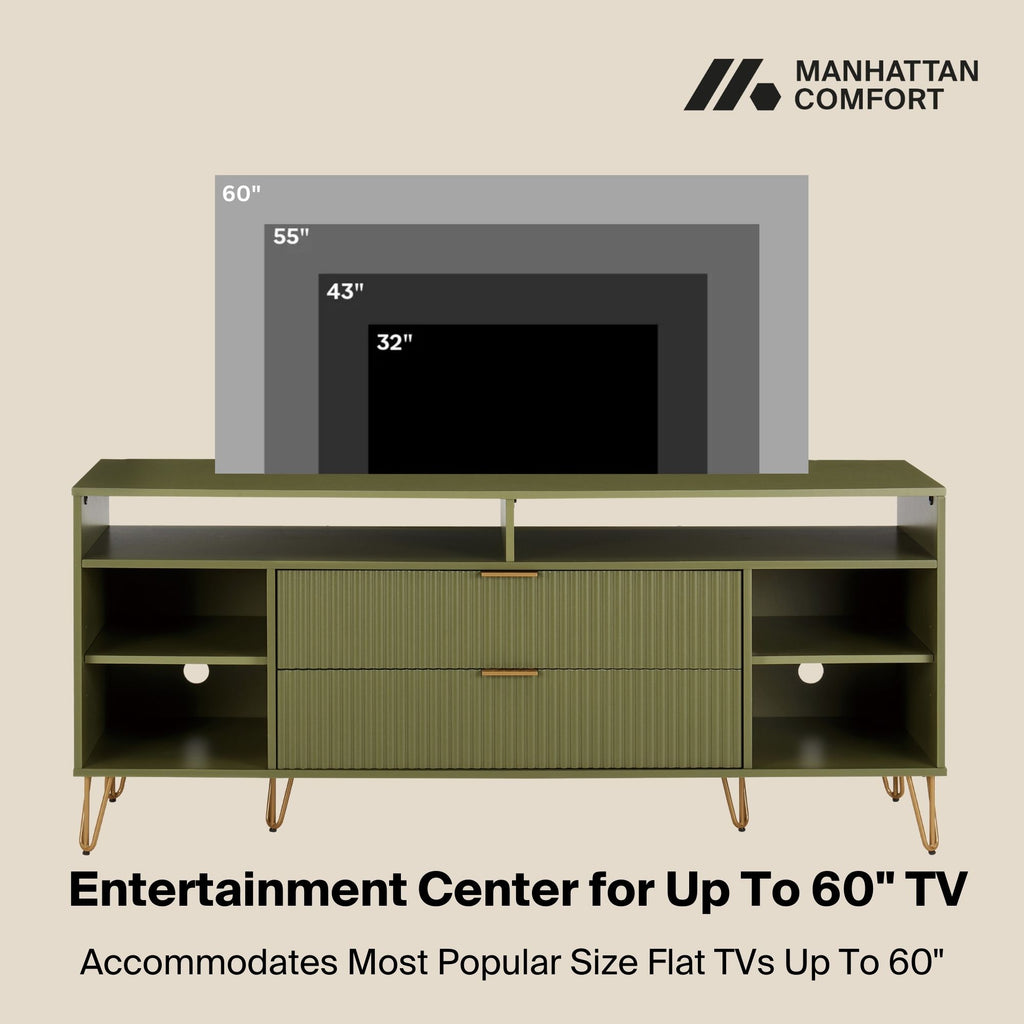 Dumbo 63" Fluted TV Stand in Olive