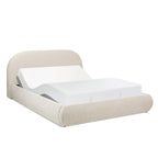 Archie Puffy Grounded Upholstered Platform Bed Queen, Oatmeal Light