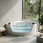 59" Corner Whirlpool Bathtub for 2-Person, Luxury Jetted Spa Tub