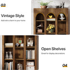 70.87" 5-Tier Rustic Brown Farmhouse Arched Bookcase